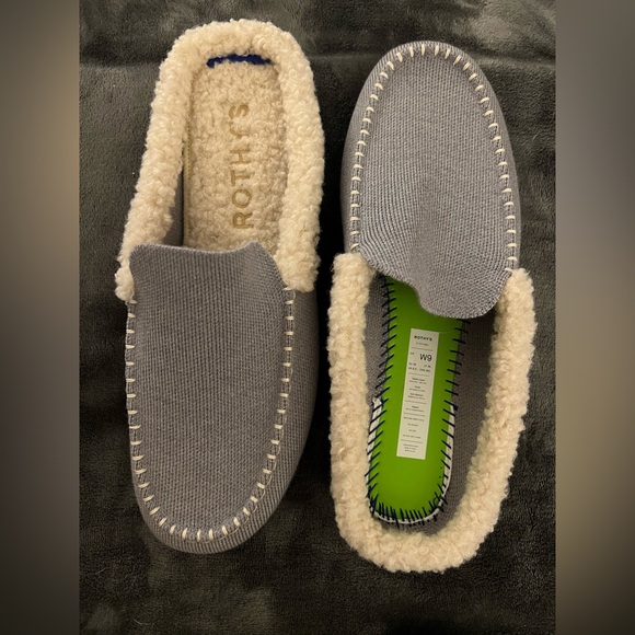 Rothy's Gray Slip-On Sherpa-Lined Mules with Cream Trim, NWOT-No Box! Size 9. - Picture 8 of 16